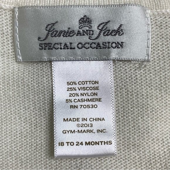 New Janie and Jack Special Occasion Girl's White Cropped Cardigan 18-24 Months - Picture 10 of 10